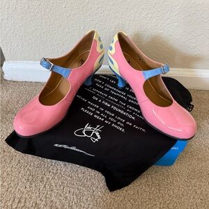 John Fluevog Pink and Blue Heels